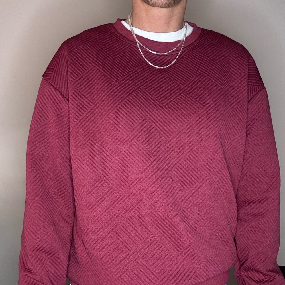 Men's Burgundy Textured Stylish Sweater